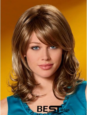 Incredible Wavy Auburn Shoulder Length Layered Medium Wigs