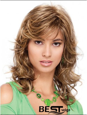 Popular Curly Blonde Shoulder Length Classic Medium Wigs