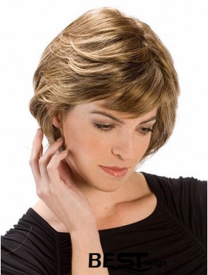 Good Wavy Auburn Chin Length With Bangs Medium Wigs