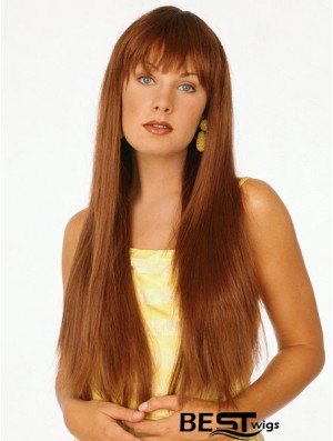 Good Auburn Straight With Bangs Capless Long Wigs