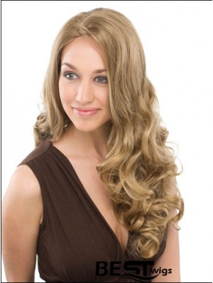 Suitable Blonde Curly Without Bangs Capless Long Wigs