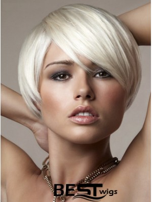 Capless Bobs Short Straight 8 inch Platinum Blonde Online Fashion Wigs