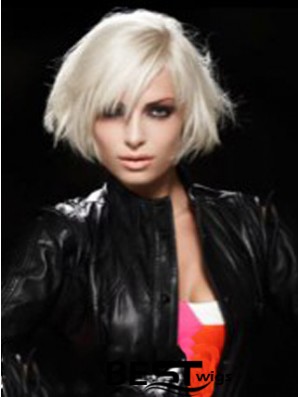 Lace Front Layered Short Straight 12 inch Platinum Blonde Comfortable Fashion Wigs