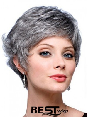 Wavy Capless 8 inch Designed Short Grey Wigs