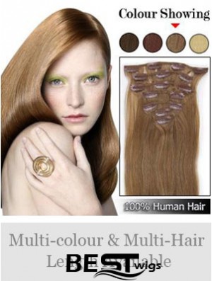 New Brown Straight Remy Human Hair Clip In Hair Extensions